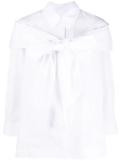 Simone Rocha Bow-detail Long-sleeve Blouse In White