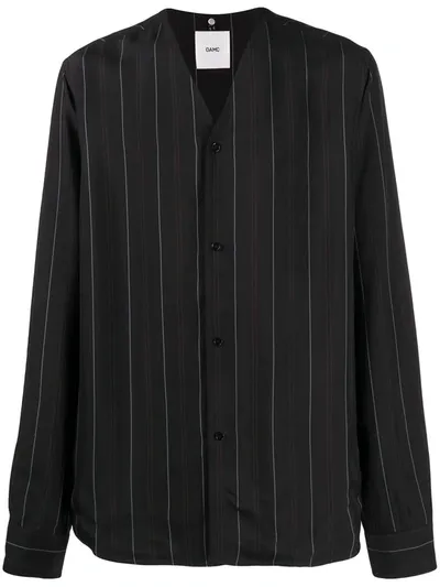 Oamc Pinstriped V-neck Shirt In Black