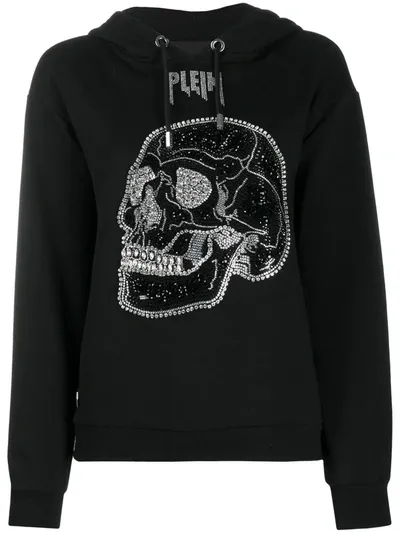 Philipp Plein Crystal Skull-embellished Hoodie In Black