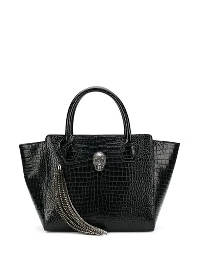 Philipp Plein Shopper Aus Lackleder In Black