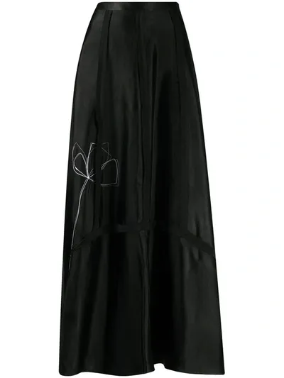 Nina Ricci Floral Embroidered Maxi Skirt In Black