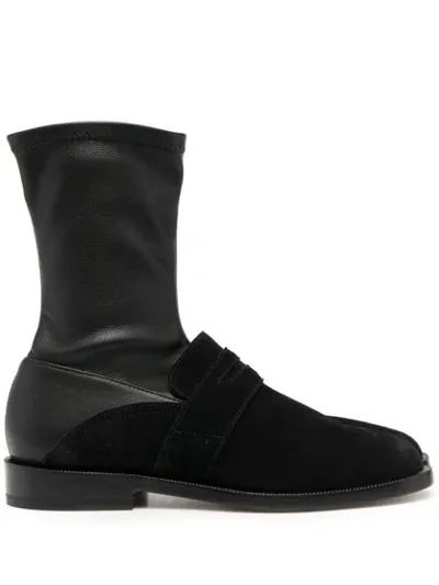 Maison Margiela Layered Loafer Boots In Black