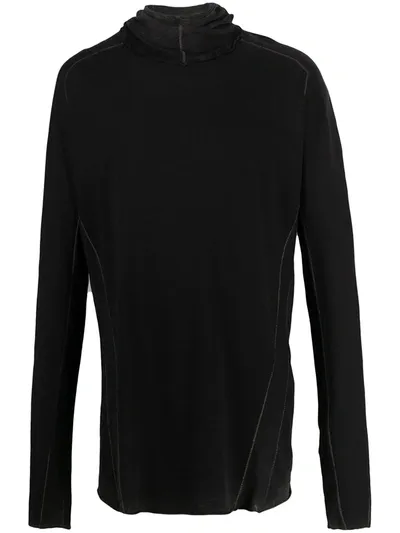 Masnada Contrast-stitch Hooded Sweater In Black