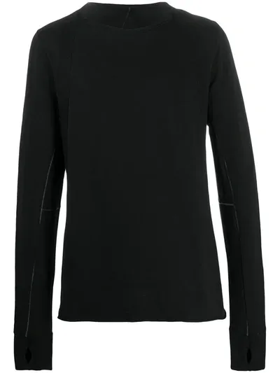 Masnada Contrast-stitch Crew Neck Sweater In Black