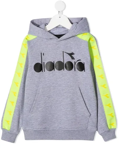 Diadora Junior Kids' Logo-print Hoodie In Grey