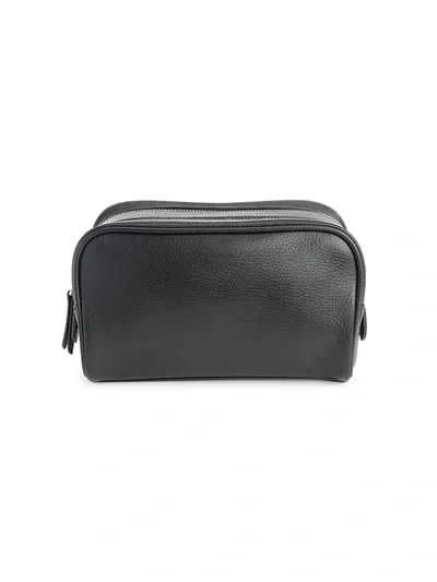 Royce New York Double Zip Leather Toiletry Bag In Black