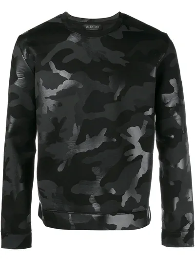 Valentino 'rockstud' Camouflage Sweatshirt In Schwarz