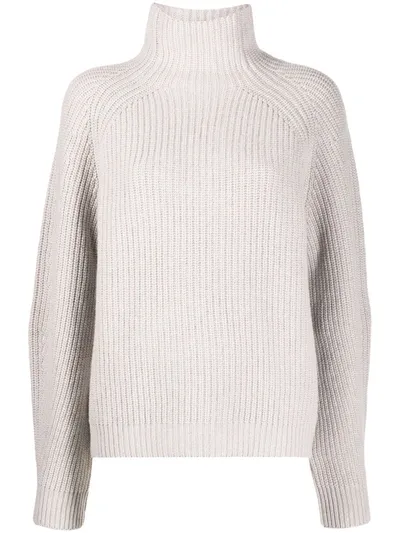 In The Mood For Love Fiona Ribbed Knit Jumper In Neutrals