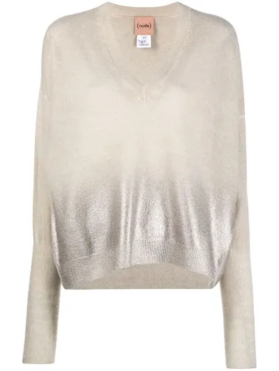 Nude Gradient-effect V-neck Jumper In Neutrals