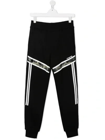 Neil Barrett Teen Camouflage-panelled Tracksuit Bottoms In Black