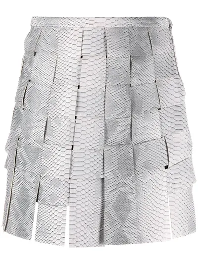 Maisie Wilen Snakeskin Effect Woven Mini Skirt In Grey