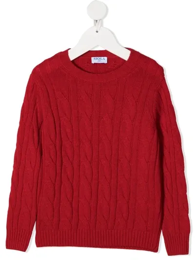 Siola Kids' Cable Knit Jumper In Red