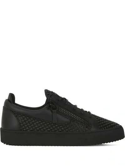 Giuseppe Zanotti Frankie Textured Zip-detail Sneakers In Black