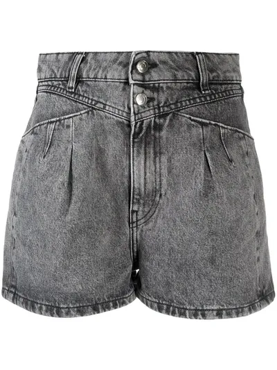 Iro High-rise Denim Shorts In Grey