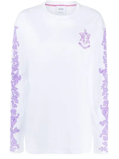 Koché Epk Monogram Longsleeved T-shirt In White