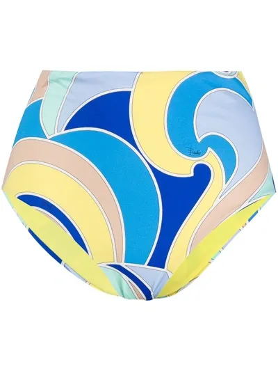 Emilio Pucci Quirimbas-print High-rise Bikini Briefs In Blue