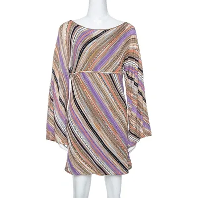 Pre-owned Missoni M  Multicolor Perforated Knit Long Sleeve Dress M