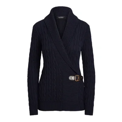 Lauren Ralph Lauren Buckled Cotton Sweater In Lauren Navy