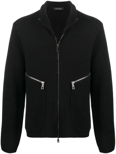 Falke Zip-up Knitted Jumper In Black