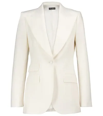 Dolce & Gabbana Matte Stretch Wool Single Breast Jacket In Multicolor