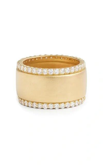 Jamie Wolf 18k Yellow Gold Wide Band With Diamond Edge