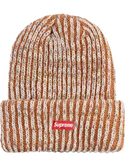 Supreme Rainbow Knit Loose Gauge Beanie In Brown