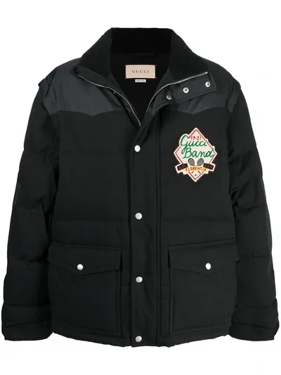 Gucci Logo-patch Cotton-blend Down Jacket In Black