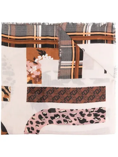 Liu •jo Multi-panel Print Scarf In Neutrals