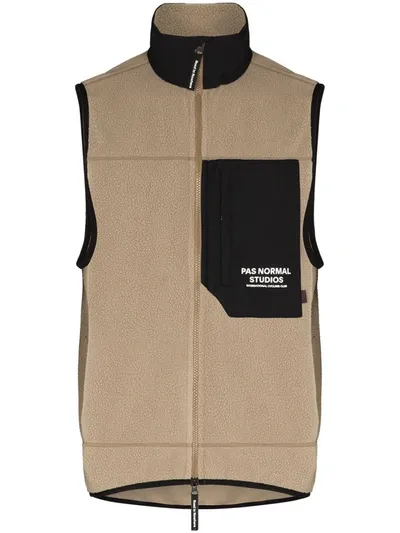 Pas Normal Studios Neutral Off Race Fleece Gilet Jacket In Neutrals