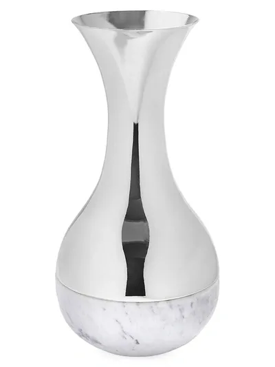 Anna New York Dual Vase Carrara In Carrara Silver