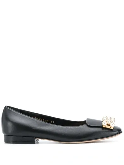 Sergio Rossi Pearl Embellished Loafers In Black