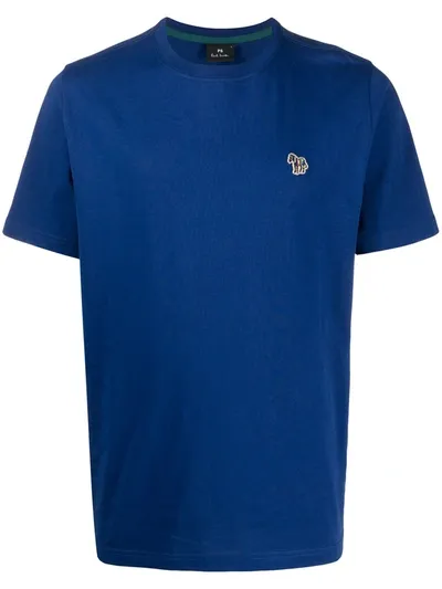 Ps By Paul Smith Patch Detail Short-sleeved T-shirt In Blue