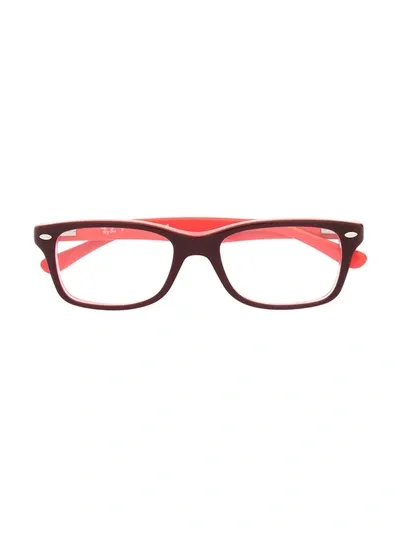 Ray-ban Junior Kids' Square Shaped Glasses In Red