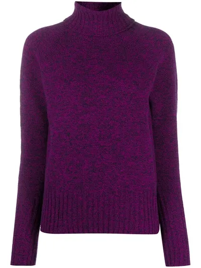 Drumohr Mélange-effect Roll-neck Jumper In Purple