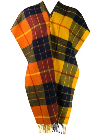 Comme Des Garçons Shirt Oversized Tartan Wool Scarf In Yellow