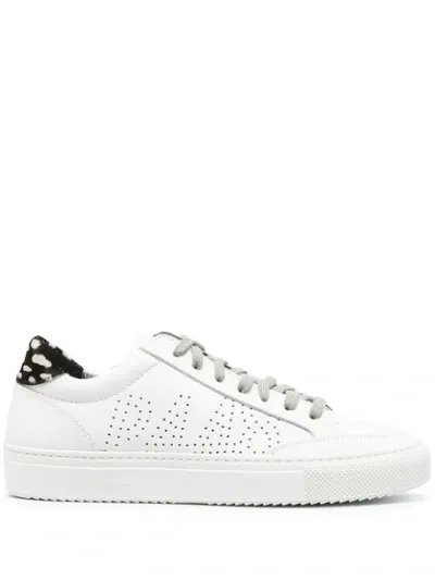 P448 Perforated Textured Panel Sneakers In White