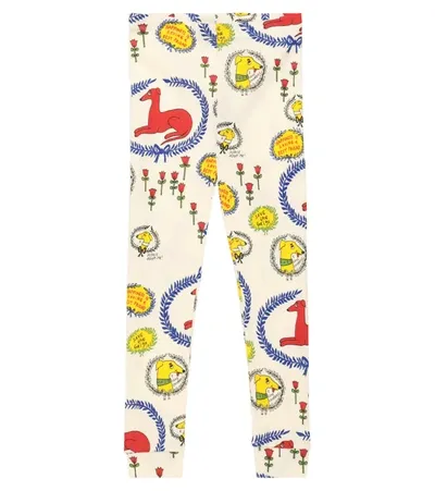 Mini Rodini Kids' Sighthound Cotton Leggings In White