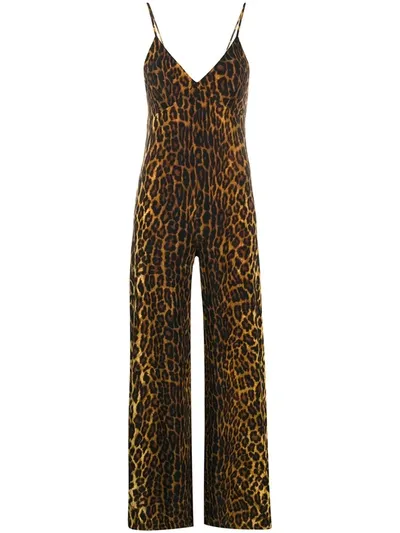 Norma Kamali Leopard-print Jumpsuit In Brown