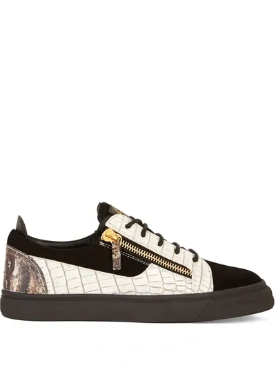 Giuseppe Zanotti Crocodile-effect Low-top Sneakers In Black