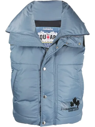 Dsquared2 Panelled Logo Gilet In Blue