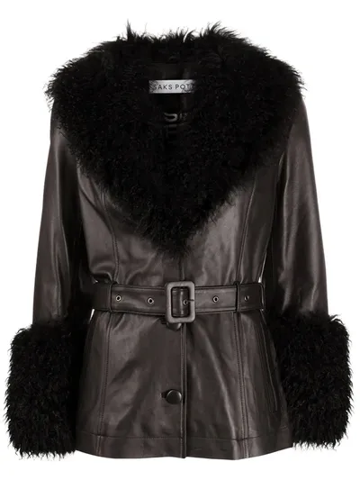 Saks Potts Jacke Mit Shearling-besatz In Black