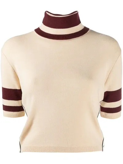 Kappa Striped-detail Knit Top In Neutrals