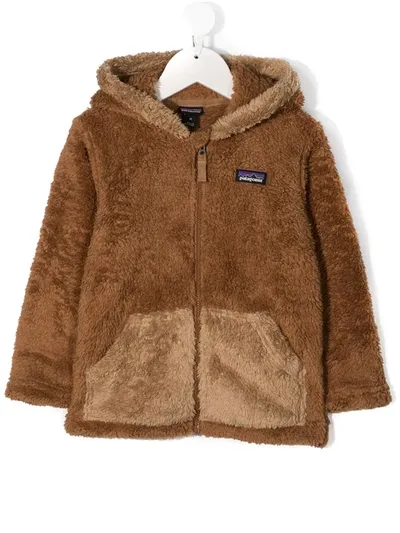 Patagonia Kids' Furry Friends Fleece Hoodie In Brown