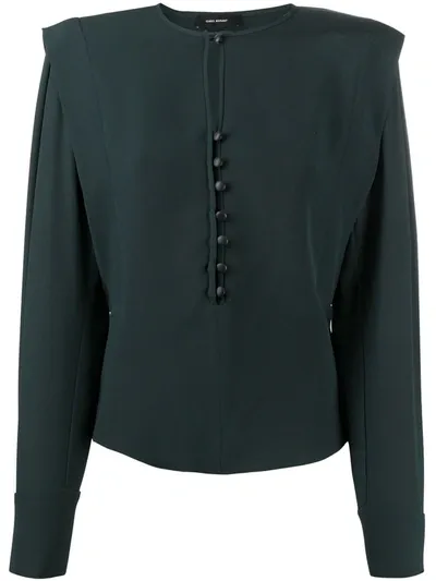 Isabel Marant Structured-shoulder Blouse In Green