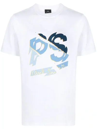 Ps By Paul Smith Logo Print Organic Cotton T-shirt In White