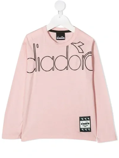 Diadora Junior Teen Logo-print Long-sleeve T-shirt In Pink