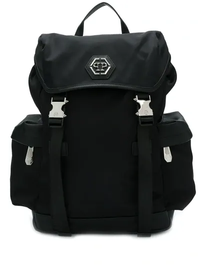 Philipp Plein Logo Plaque Backpack In Black