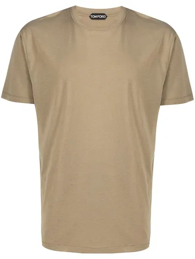 Tom Ford Crew-neck Plain T-shirt In Neutrals