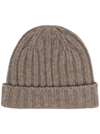 Aspesi Ribbed Knit Beanie In Neutrals