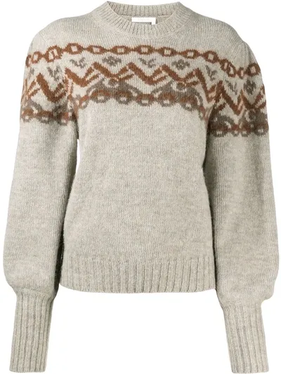 Chloé Balloon Sleeve Knitted Jumper In Neutrals